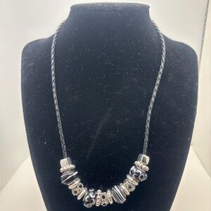 Elegant Black and Silver Beaded Necklace